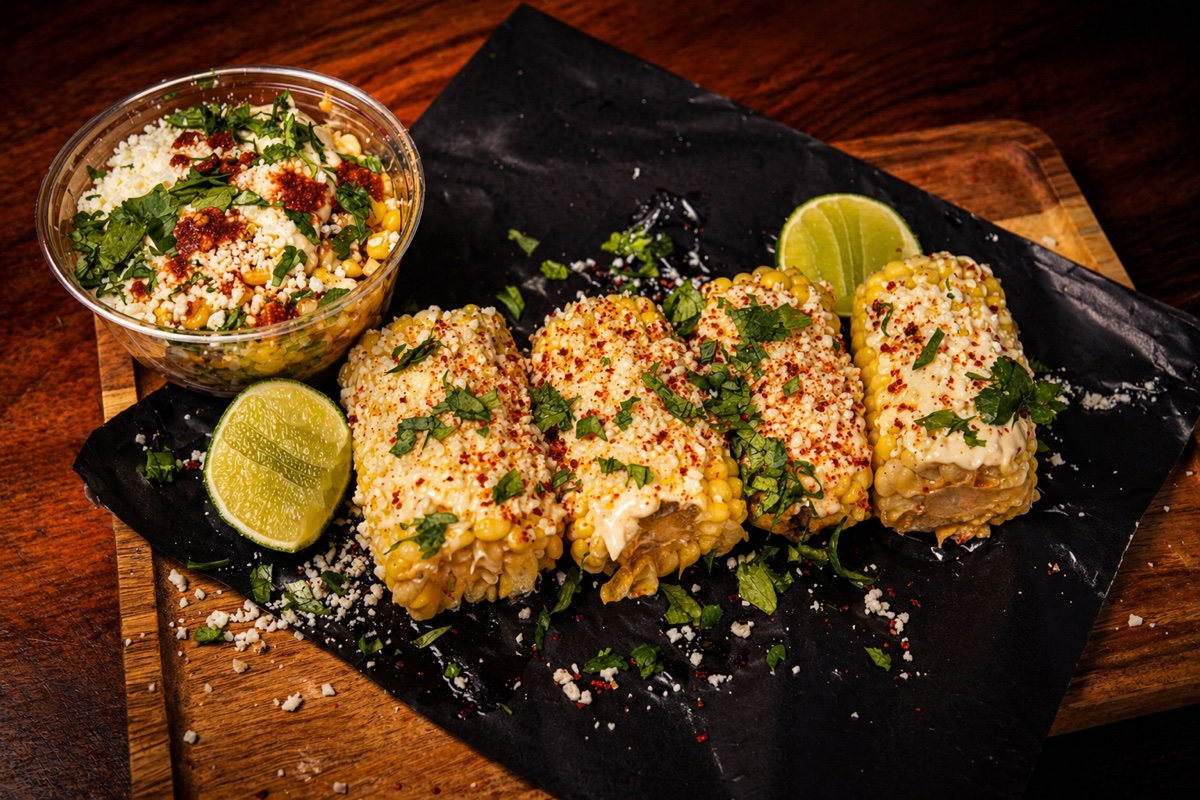 Elote — Mexican street corn editorial food photography for Austin restaurant brand